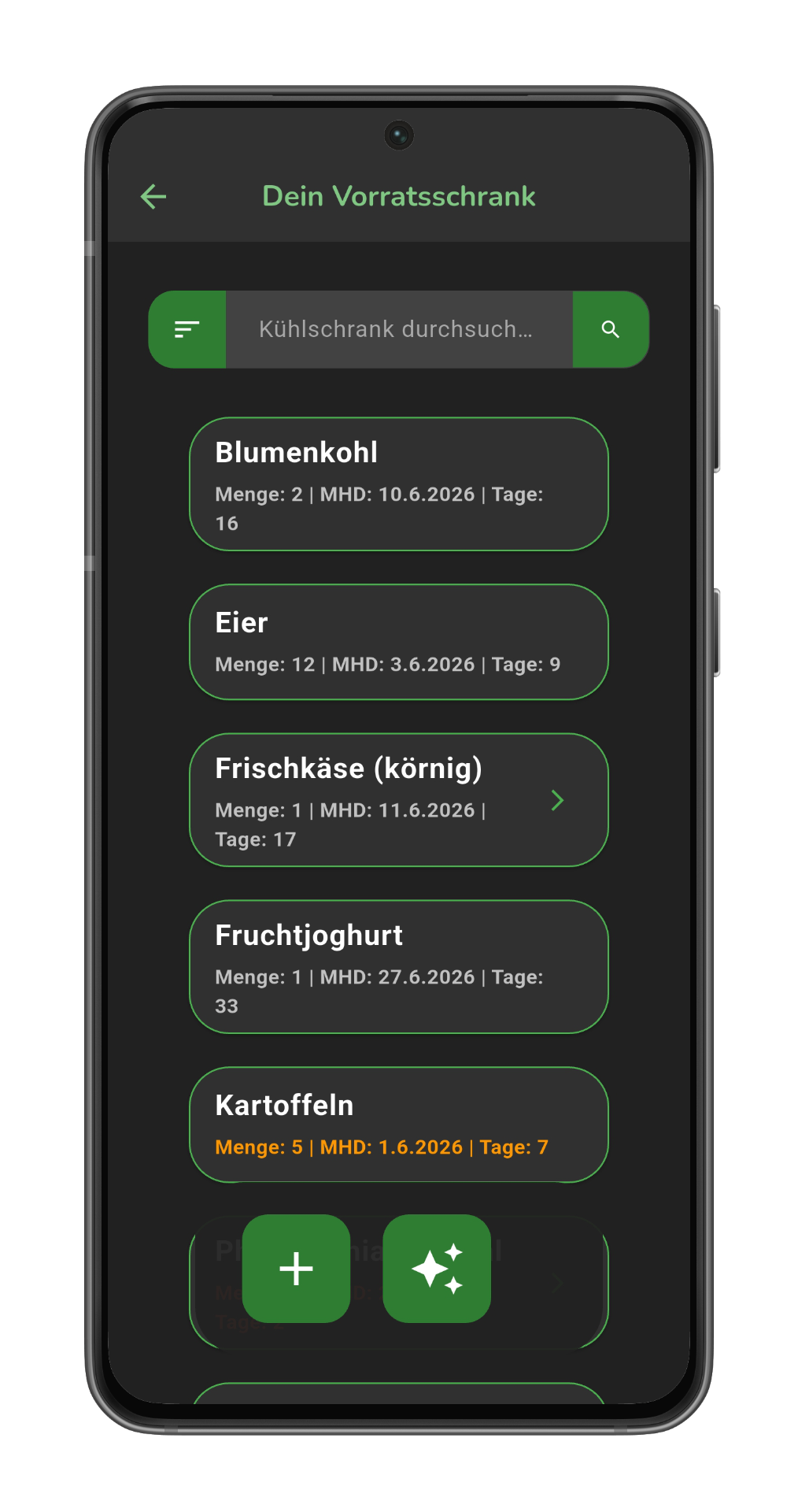 Pantreneo App auf dem Smartphone